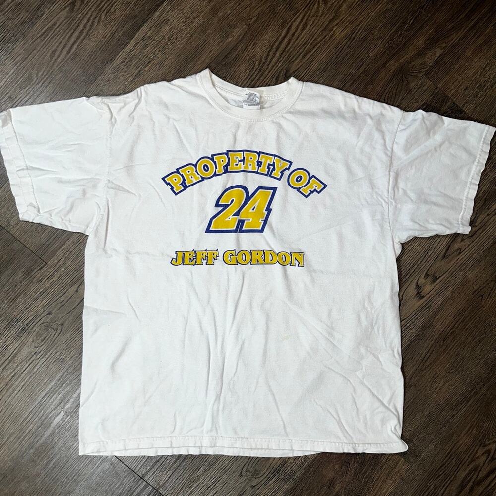 Vtg Y2K Property of Jeff Gordon 24 White SS T Shirt